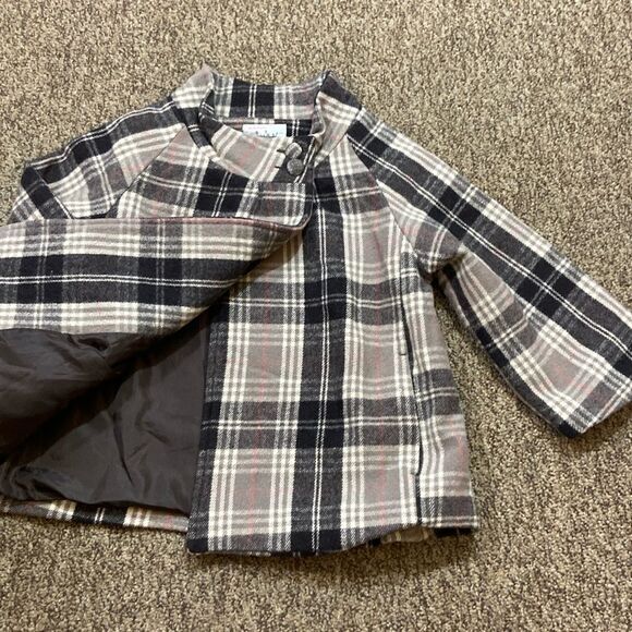 Old Navy Wool And Viscose Plaid Kids Jacket - Black, Gray, Pink Size L - Picture 2 of 10